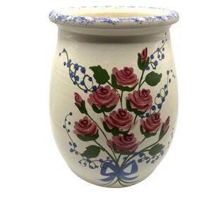Vintage Cow Creek Pottery Hand Made Painted Signed Vase Flowers‎ Ingram Texas
